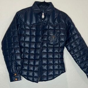Todd Oldham Jeans Down Puffer Jacket Blue Zip Front Vintage size Small